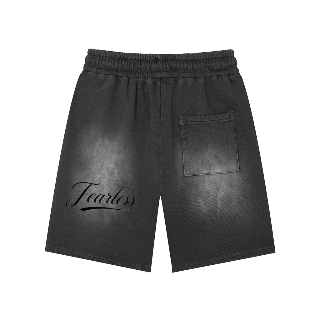 Rectangle Patch Monkey Washed Shorts