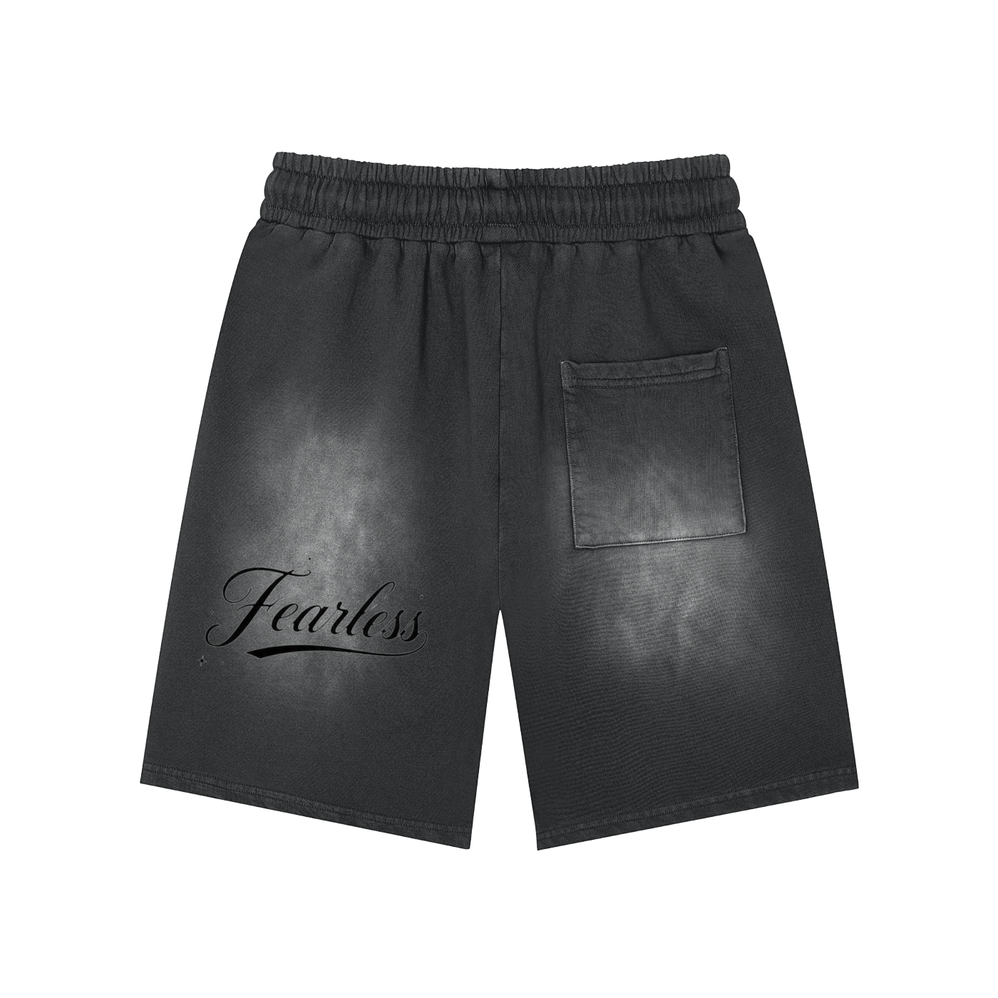Rectangle Patch Monkey Washed Shorts